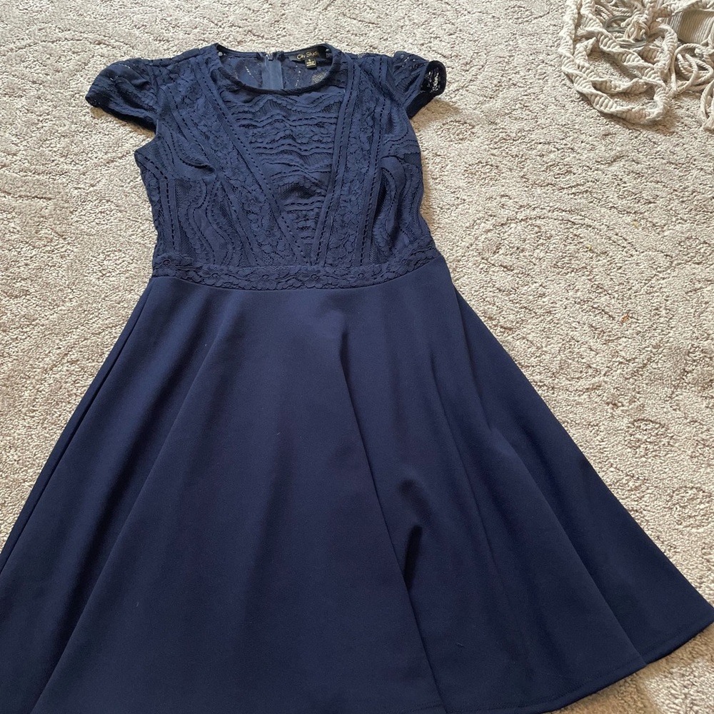 Navy blue mid-thigh dress